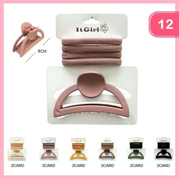 HAIR CLAW CLIP HAIR TIE SET (12 UNITS)