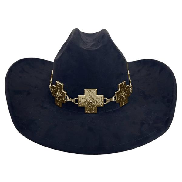 CROSS BANDED MICROSUEDE COWBOY HAT
