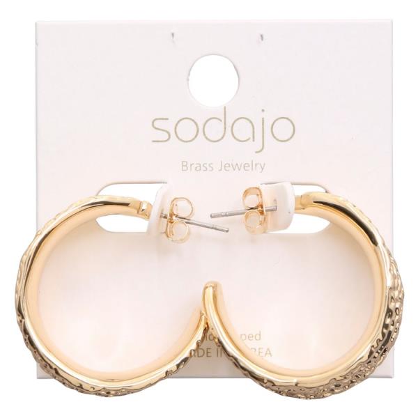 SODAJO WIDE METAL GOLD DIPPED HOOP EARRING