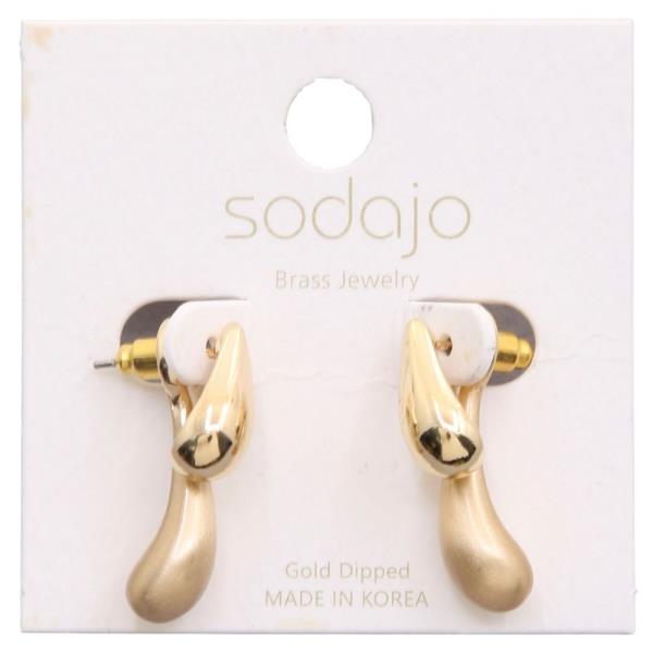 SODAJO DOUBLE DOME TEARDROP GOLD DIPPED EARRING