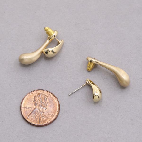 SODAJO DOUBLE DOME TEARDROP GOLD DIPPED EARRING
