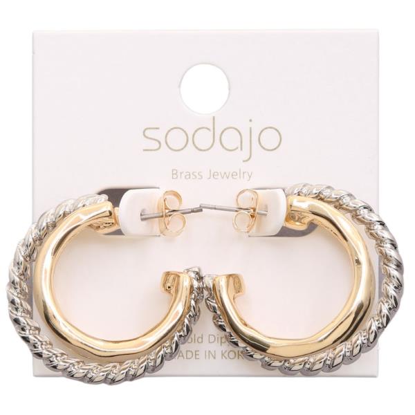 SODAJO TWO TONE OPEN HOOP GOLD DIPPED EARRING