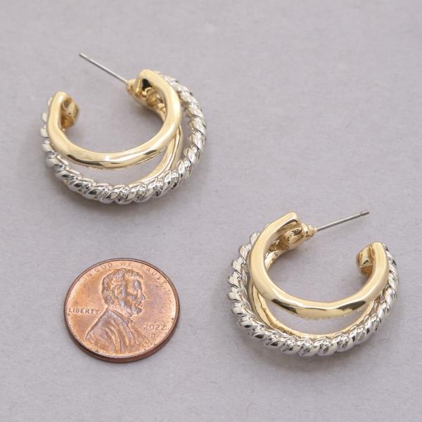 SODAJO TWO TONE OPEN HOOP GOLD DIPPED EARRING