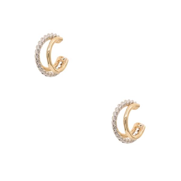 SODAJO TWO TONE OPEN HOOP GOLD DIPPED EARRING