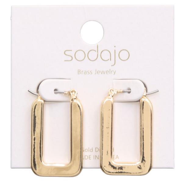 SODAJO RECTANGLE GOLD DIPPED METAL EARRING