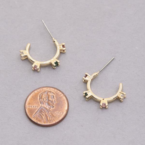 SODAJO CZ EDGE MINI HOOP GOLD DIPPED EARRING