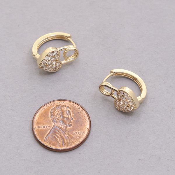SODAJO HEART PIN CZ GOLD DIPPED HUGGIE EARRING