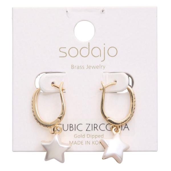 SODAJO STAR CHARM XZ GOLD DIPPED HOOP EARRING