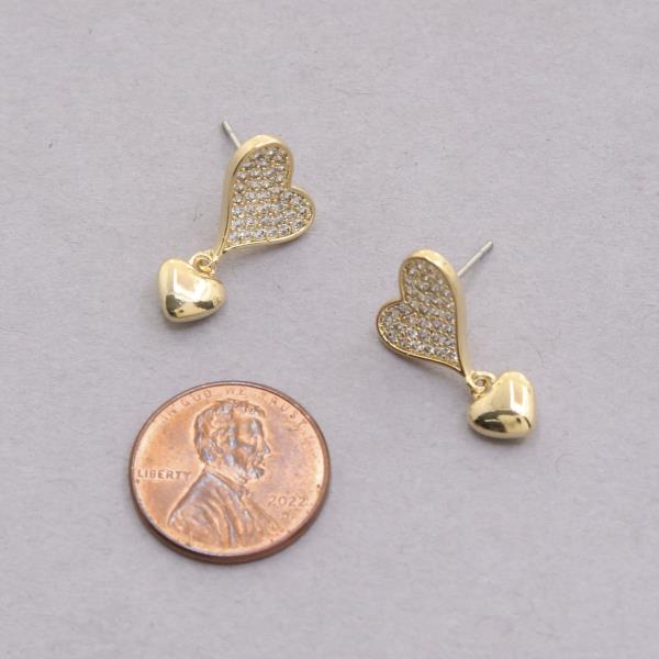 SODAJO HEART LINK CZ GOLD DIPPED EARRING