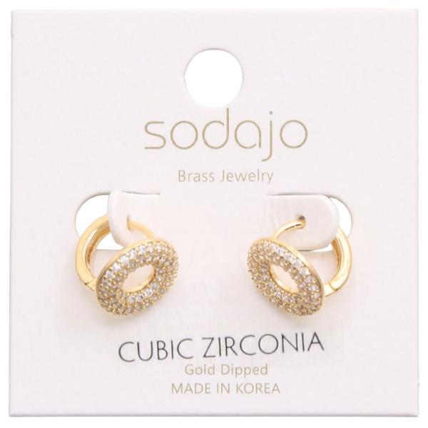 SODAJO CZ ROUND MINI HOOP GOLD DIPPED EARRING