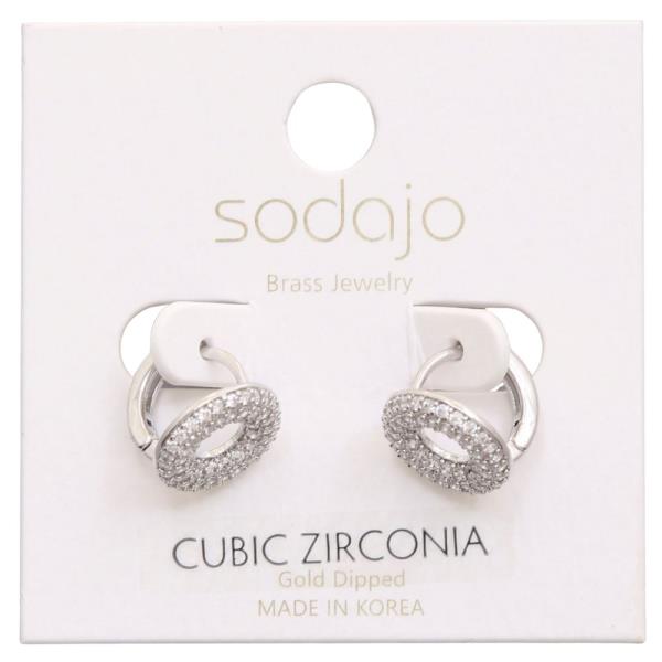 SODAJO CZ ROUND MINI HOOP GOLD DIPPED EARRING