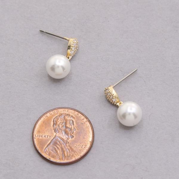 SODAJO PEARL BEAD CZ GOLD DIPPED EARRING