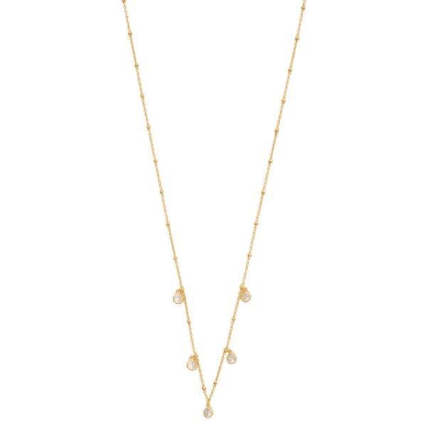 SODAJO CRYSTAL CHARM GOLD DIPPED STATION NECKLACE