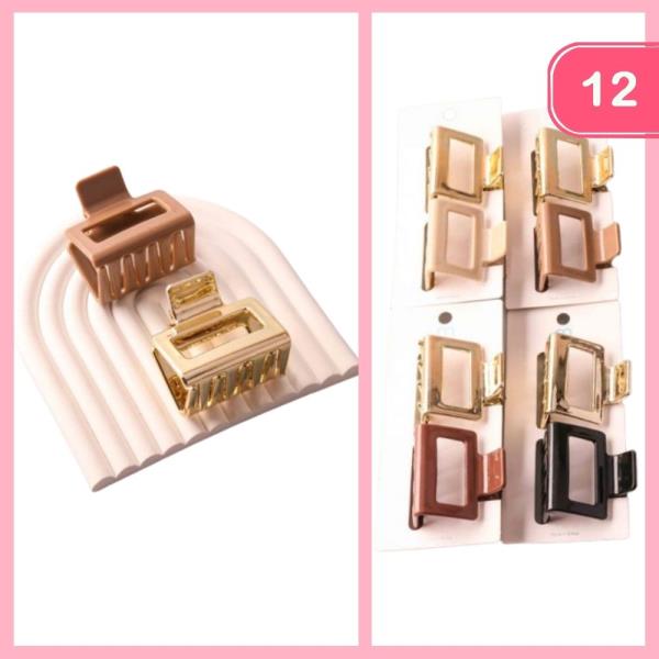 METALLIC MIX RECTANGLE CLAW CLIPS (12 UNITS)