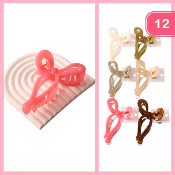 OPAQUE RIBBON BOW CLAW CLIP (12 UNITS)