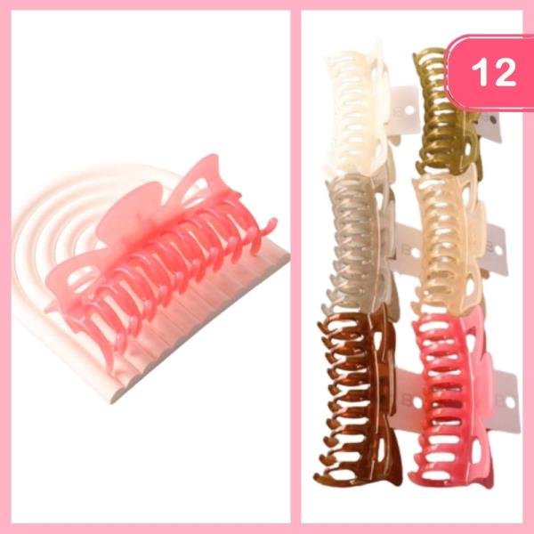 OPAQUE ROUND COMB LONG CLAW CLIP (12 UNITS)