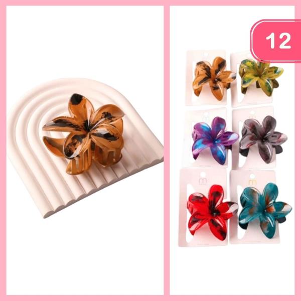 BRUSH PAINTED PLUMERIA CLAW CLIP (12 UNITS)