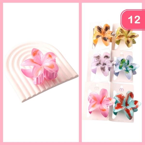 BRUSH PAINTED PLUMERIA CLAW CLIP (12 UNITS)