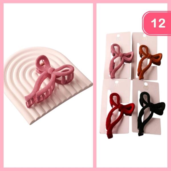 VELVET BOW CLAW CLIP (12 UNITS)