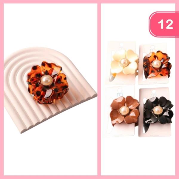 PEARL CLOVER FLOWER CLAW CLIP (12 UNITS)