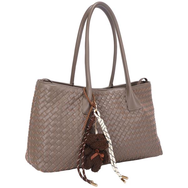 MODERN WOVEN DESIGN TOTE BAG W CHARM