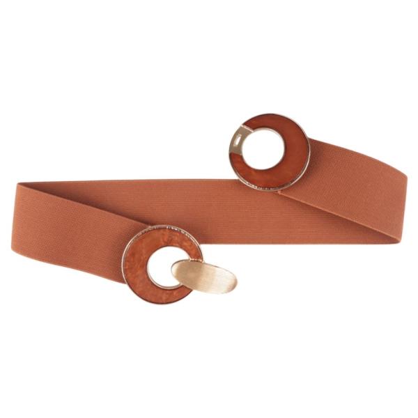 ROUND METAL ACCENT VINTAGE ELASTIC BELT