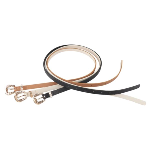 TEXTURED BUCKLE SKINNY BELT 3 PC SET