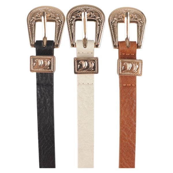 WESTERN BUCKLET WITH TIP SKINN BELT 3 PC SET