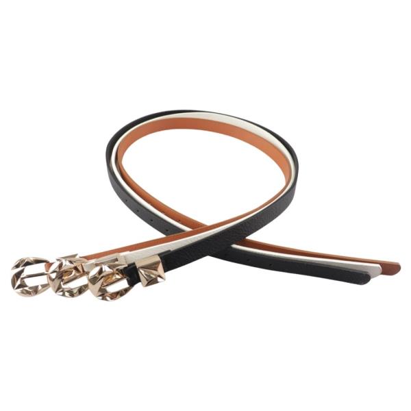 FAUX LEATHER METAL STUD BUCKLE THIN BELT 3 PC SET