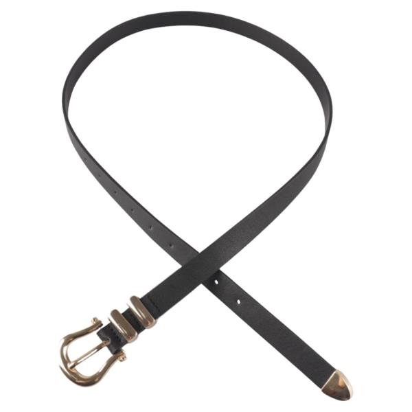 FAUX LEATHER GOLD TIP BUCKLE THIN BELT 3 PC SET