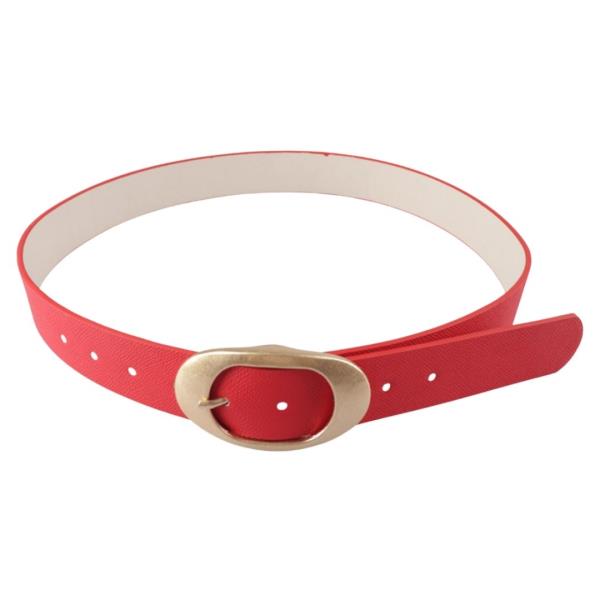 PLUS SIZE OVAL METAL BUCKLE FAUX LEATHER BELT