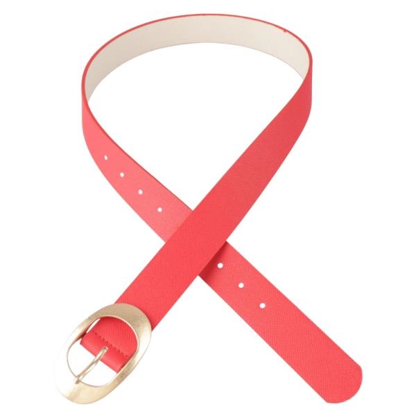 PLUS SIZE OVAL METAL BUCKLE FAUX LEATHER BELT