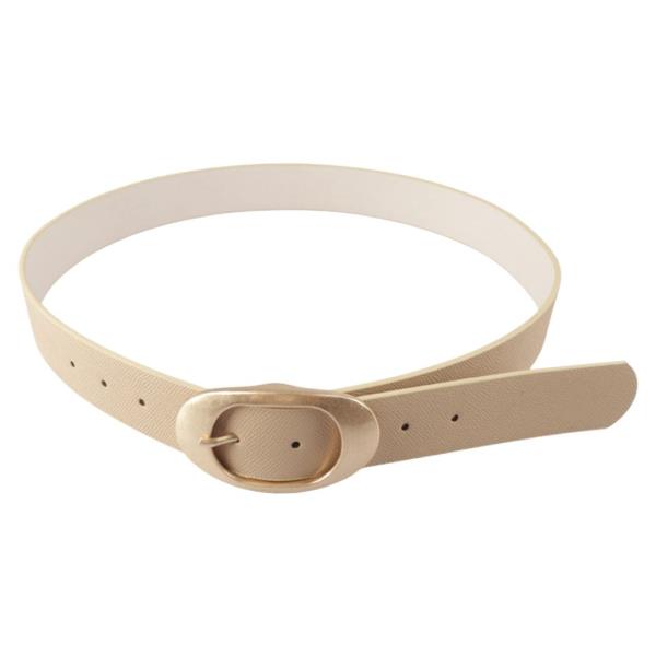 PLUS SIZE OVAL METAL BUCKLE FAUX LEATHER BELT