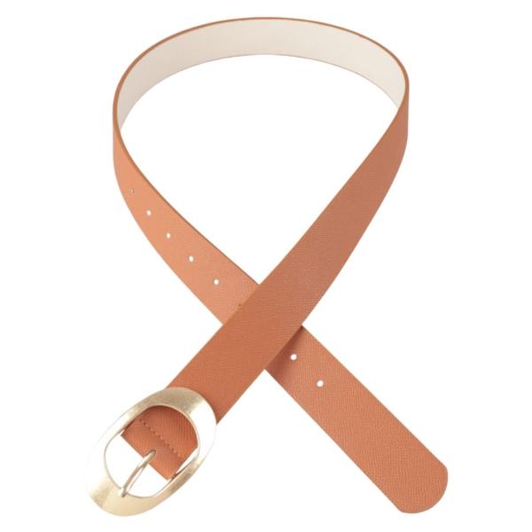 OVAL METAL BUCKLE FAUX LEATHER BELT