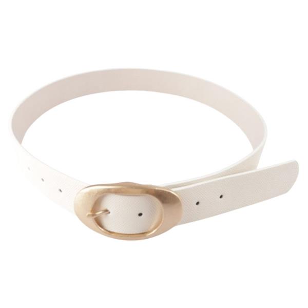 OVAL METAL BUCKLE FAUX LEATHER BELT