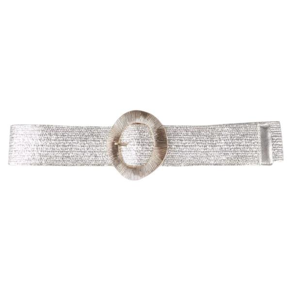 ROUND METAL BUCKLE TEXTURED WOVEN ELASTIC BELT