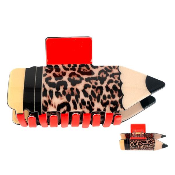 LEOPARD PENCIL CLAW HAIR CLIP