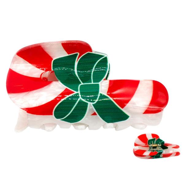 CHRISTMAS CANDY CANE CLAW HAIR CLIP