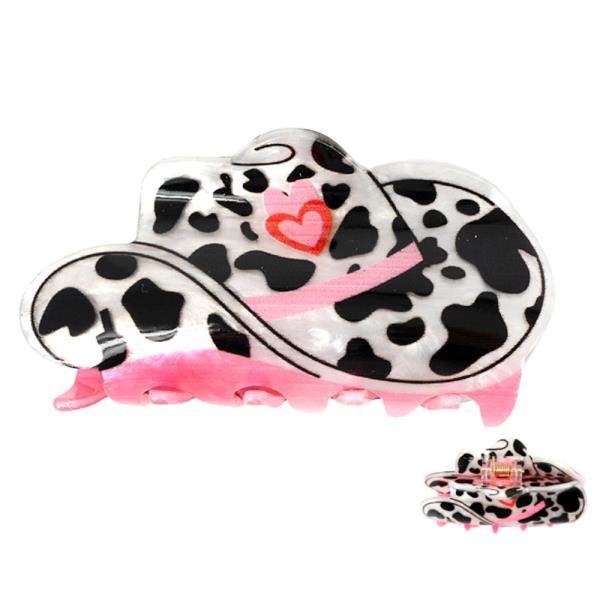 ZEBRA PATTERN COWBOY HAT CLAW HAIR CLIP