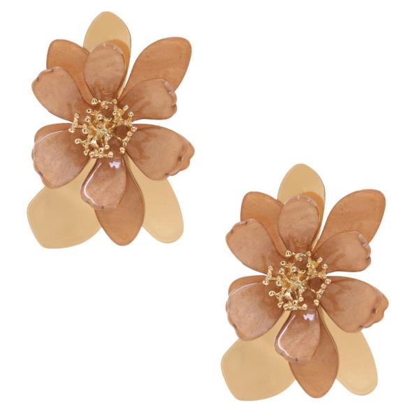 ACETATE FLOWER METAL EARRING