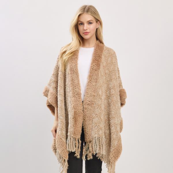 AZTEC PATTERN FRINGE RUANA