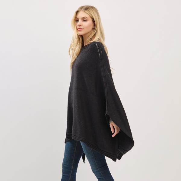 SOLID KNIT PONCHO WITH WIDE SLEEVES AND CLEAN EDGES
