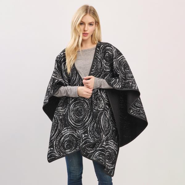 BOLD CIRCULAR TYPOGRAPHY PATTERNS PULL THROUGH  PONCHO