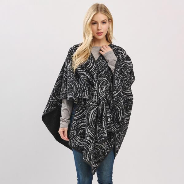 BOLD CIRCULAR TYPOGRAPHY PATTERNS PULL THROUGH  PONCHO