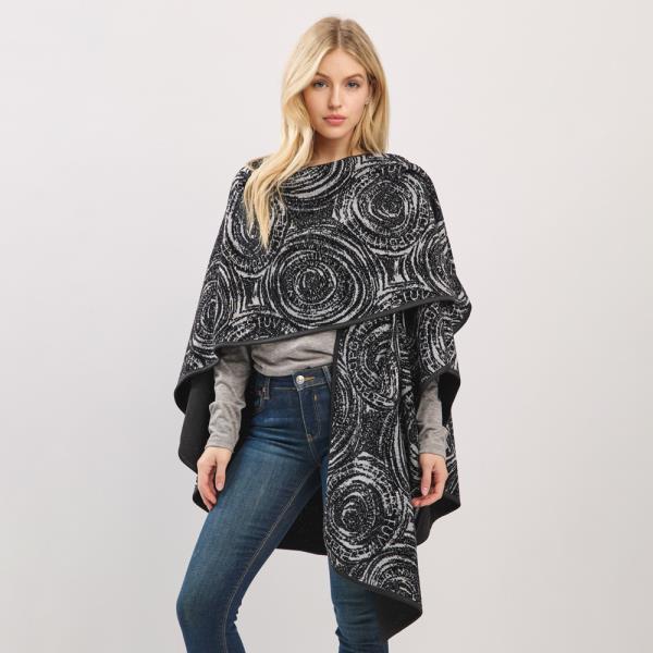 BOLD CIRCULAR TYPOGRAPHY PATTERNS PULL THROUGH  PONCHO
