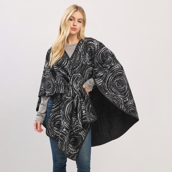 BOLD CIRCULAR TYPOGRAPHY PATTERNS PULL THROUGH  PONCHO