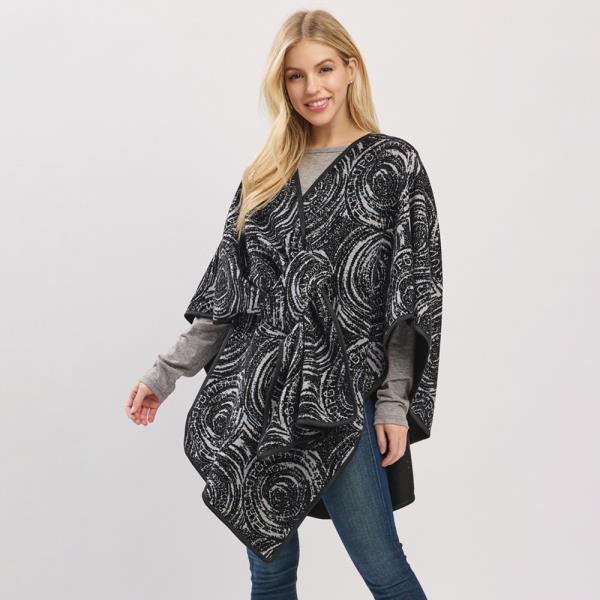 BOLD CIRCULAR TYPOGRAPHY PATTERNS PULL THROUGH  PONCHO