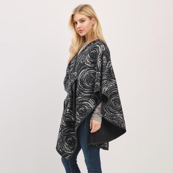 BOLD CIRCULAR TYPOGRAPHY PATTERNS PULL THROUGH  PONCHO