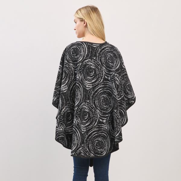 BOLD CIRCULAR TYPOGRAPHY PATTERNS PULL THROUGH  PONCHO