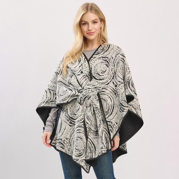 BOLD CIRCULAR TYPOGRAPHY PATTERNS PULL THROUGH  PONCHO